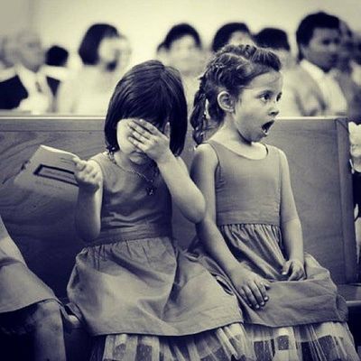 Children in Church children church pews dress face
