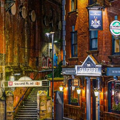Narrow Street Scene at Night