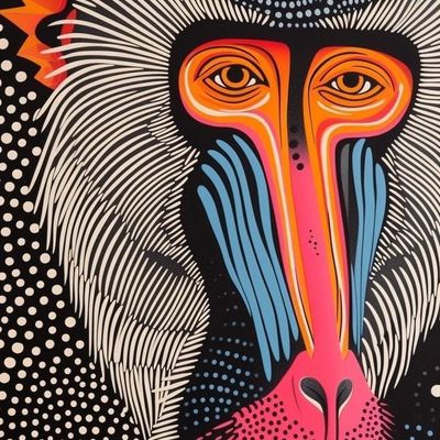 Abstract Mandrill Portrait
