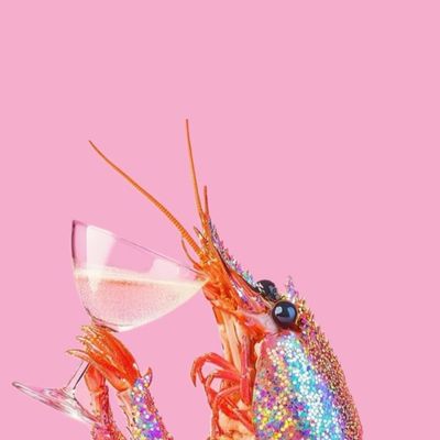 Sparkly Lobster Drinking Wine