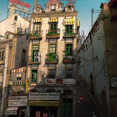 Vintage Lisbon Street Scene