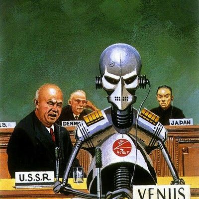 Robot Testifying Before International Court robot testimony courtroom satire international