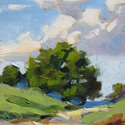 Sunny Landscape with Tree