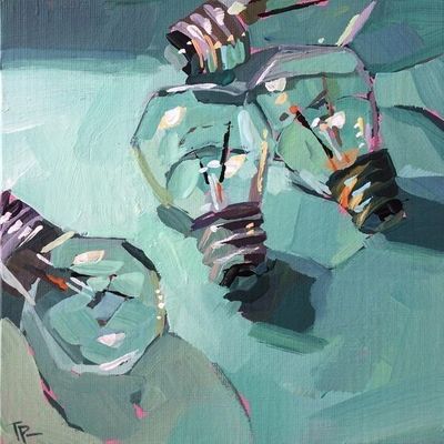 Abstract Faces in Teal