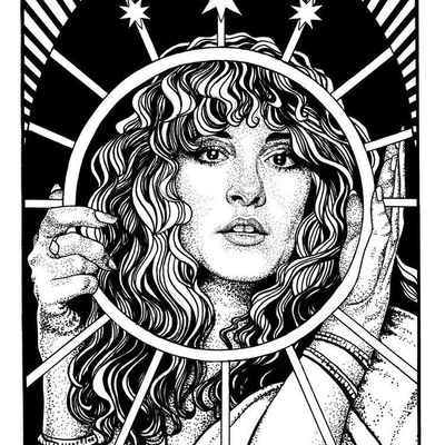 Curly-haired Woman with Halo