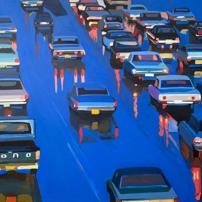 Traffic Jam in Blue traffic jam blue surreal dreamlike