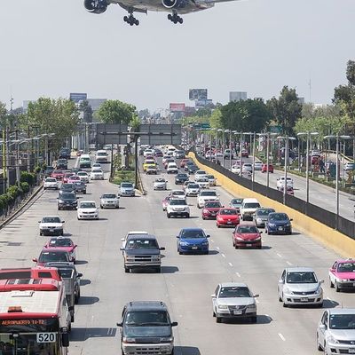 Traffic Jam Under Airplane
