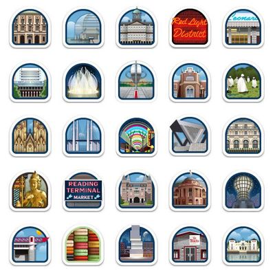 Landmarks of Philadelphia landmarks philadelphia illustration icons buildings