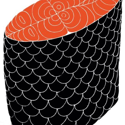 Sushi Roll with Fish Scale Pattern