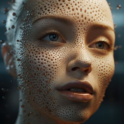 Facial Texture with Drops facial texture droplets freckles warm lighting dark background