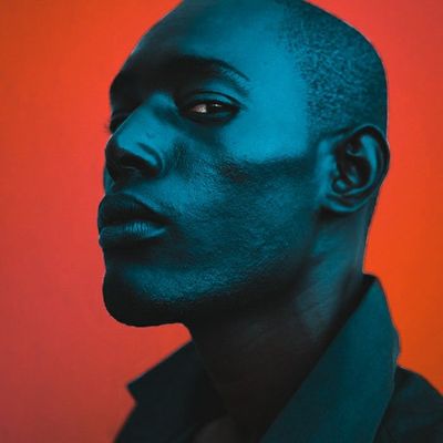 Man in Profile with Blue Lighting