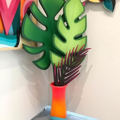 Tropical Vase with Bold Leaves