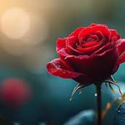 Red Rose with Dew Drops