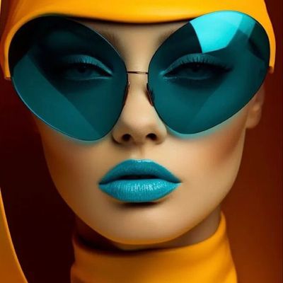 Futuristic Woman in Teal Sunglasses