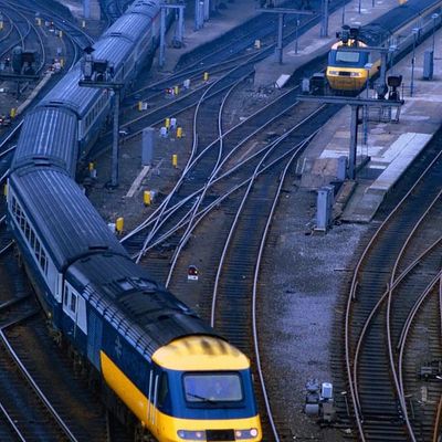 Railway Tracks with Trains