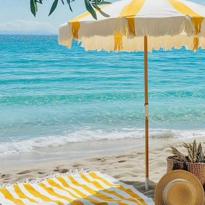 Beach Bliss: Yellow Striped Umbrella