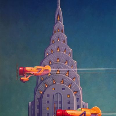 Steampunk Chrysler Building steampunk chryslerbuilding vintageairplanes