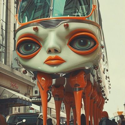 Giant Robot Girl Statue robot statue giant urban surreal