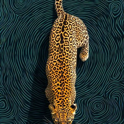 Leopard on Swirling Background