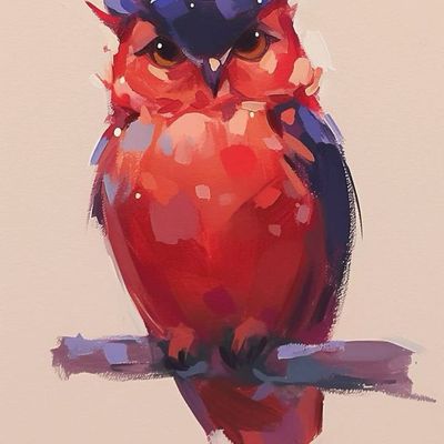 Red Owl Painting