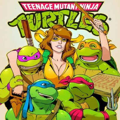 Teenage Mutant Ninja Turtles with Woman