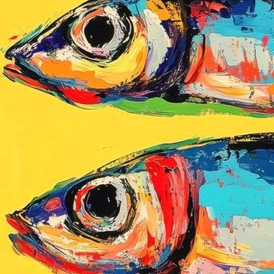 Colorful Fish Painting fish painting abstract colorful vibrant