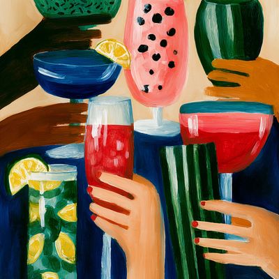 Colorful Drinks Gathering colorful drinks painting art hands