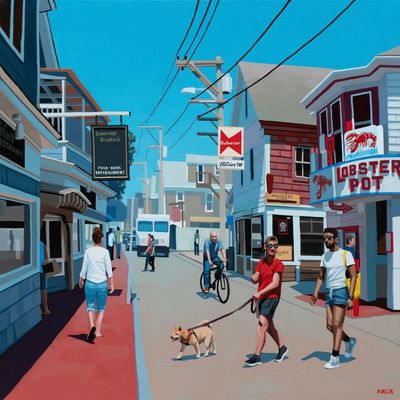 Urban Street Scene urban street pedestrians cyclists lobster pot