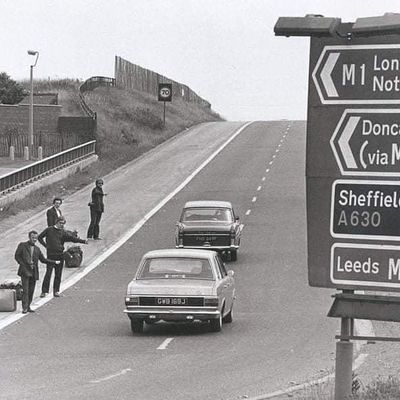 Motorway breakdown scene motorway breakdown vintage cars road signs classic