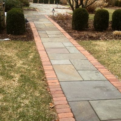 Stone Pathway with Brick Edging