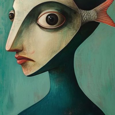 Surreal Portrait with Fish Tail