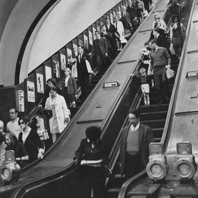 Vintage Escalator Scene