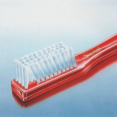 Red Toothbrush with Transparent Bristles