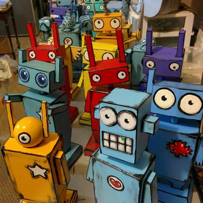Colorful Robot Sculptures
