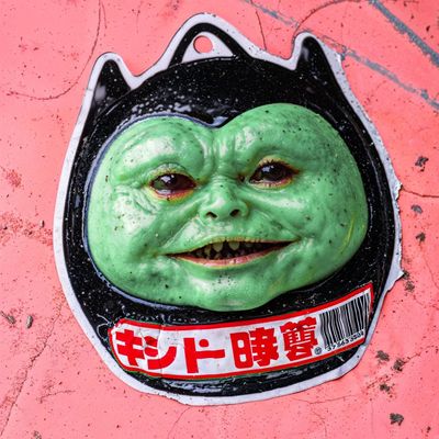Green Monster Face Sticker monster sticker green face creepy