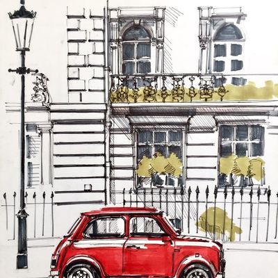 Vintage Car Sketch