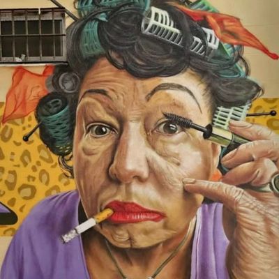 Woman Applying Makeup portrait detail smoking makeup