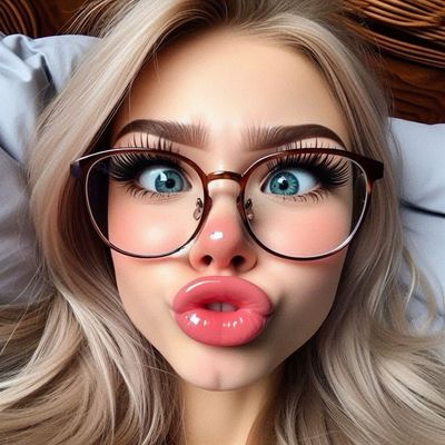 Blonde Woman with Glasses and Big Lips