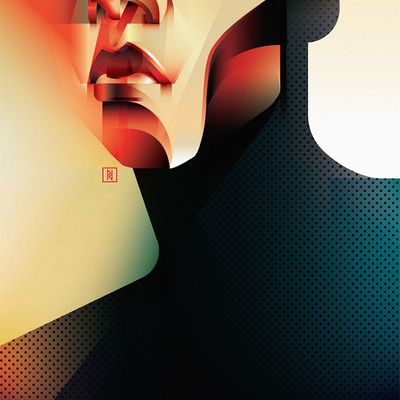 Abstract Portrait with Red Highlights