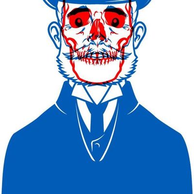 Skull Man in Blue Suit