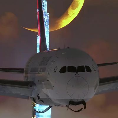Airplane Touching Moon