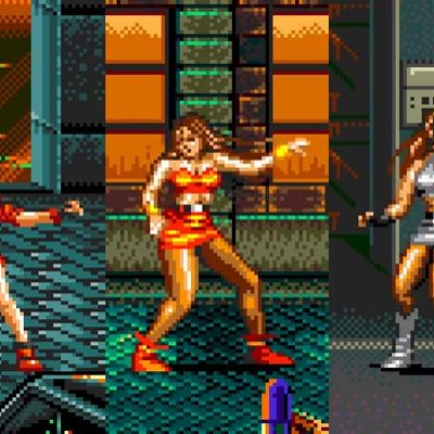 Arcade-style fighting game scene