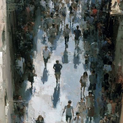 Crowded Street Painting crowded street painting people movement
