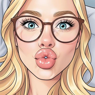 Blonde Woman Wearing Glasses Blowing Kiss