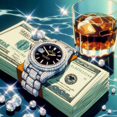 Luxury Watch on Money Stack