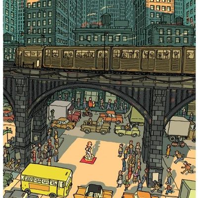 Urban Scene with Train
