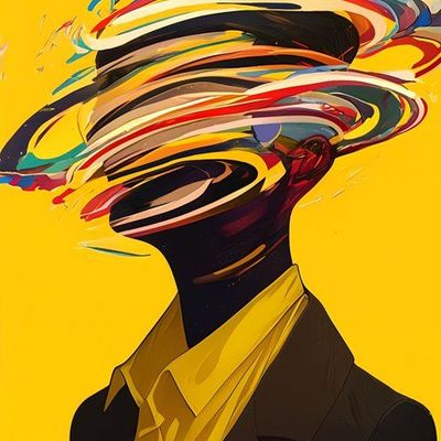 Abstract Face with Colorful Whirlwind