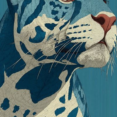 Blue Leopard leopard blue animal detail illustration