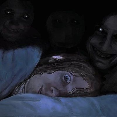 Nightmare scene with multiple faces