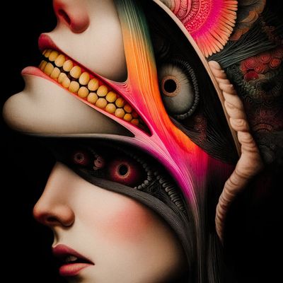 Abstract surreal portrait abstract surreal portrait split face eyes